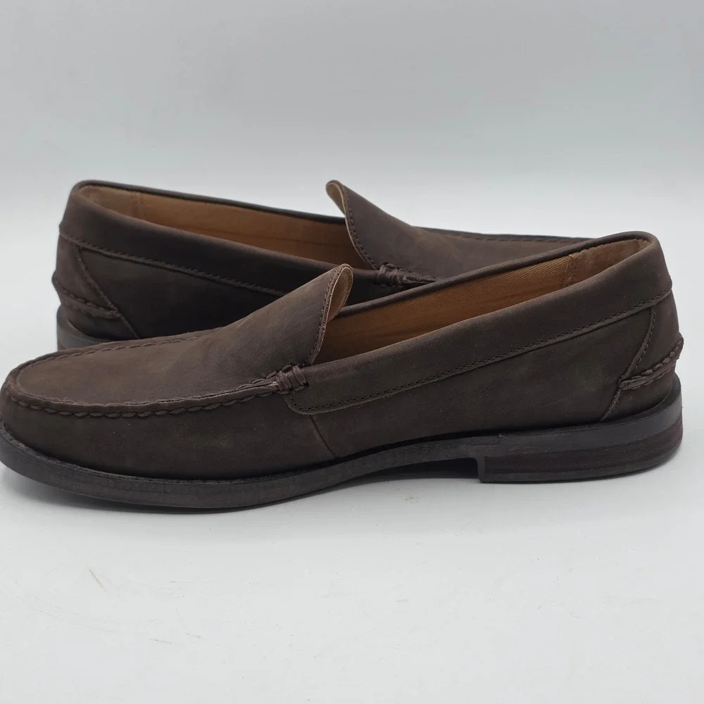 Polo Ralph Lauren Loafers Mens Dark Brown Nubuck Leather Moc Toe Slip On Shoes